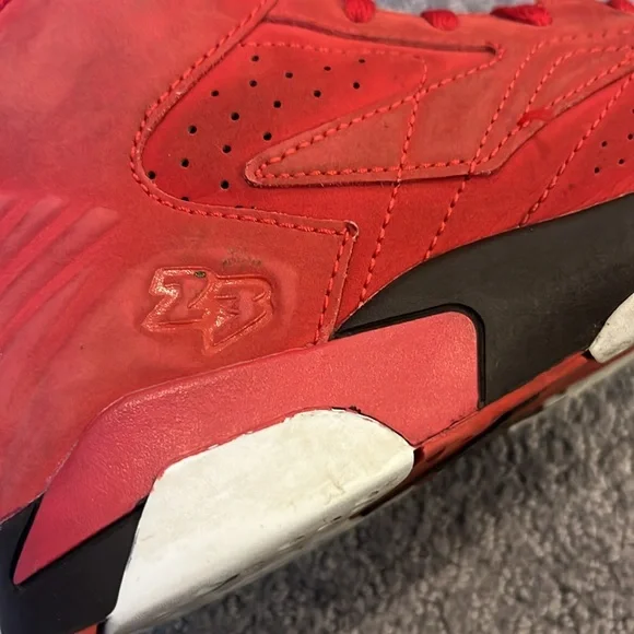 Jordan Red and Black High-Top Sneakers with Mesh Design - Picture 3 of 5